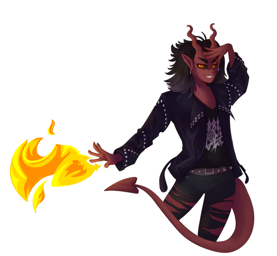 a devilish humanoid wielding fire