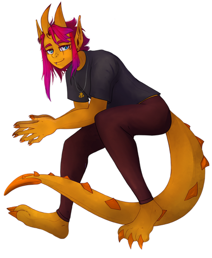 an imp-like character grinning